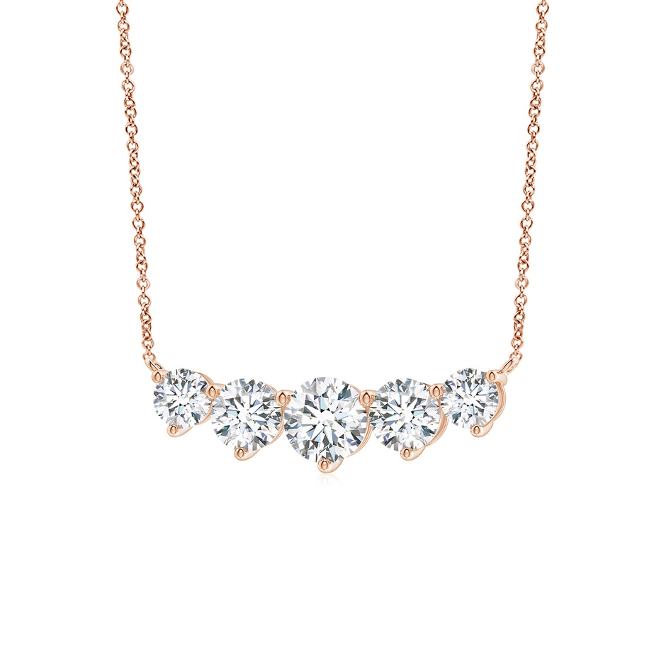 6.4mm FGVS Graduated Five Stone Round Lab-Grown Diamond Necklace in Rose Gold side 199