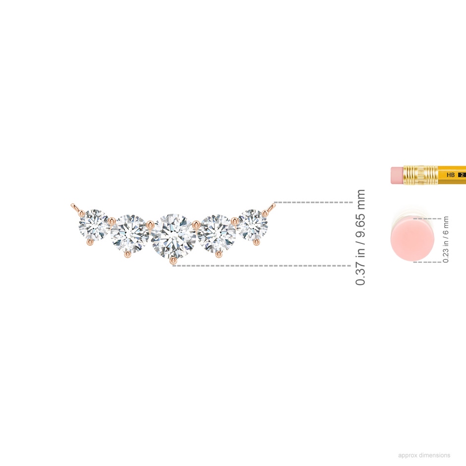 6.4mm FGVS Graduated Five Stone Round Lab-Grown Diamond Necklace in Rose Gold ruler