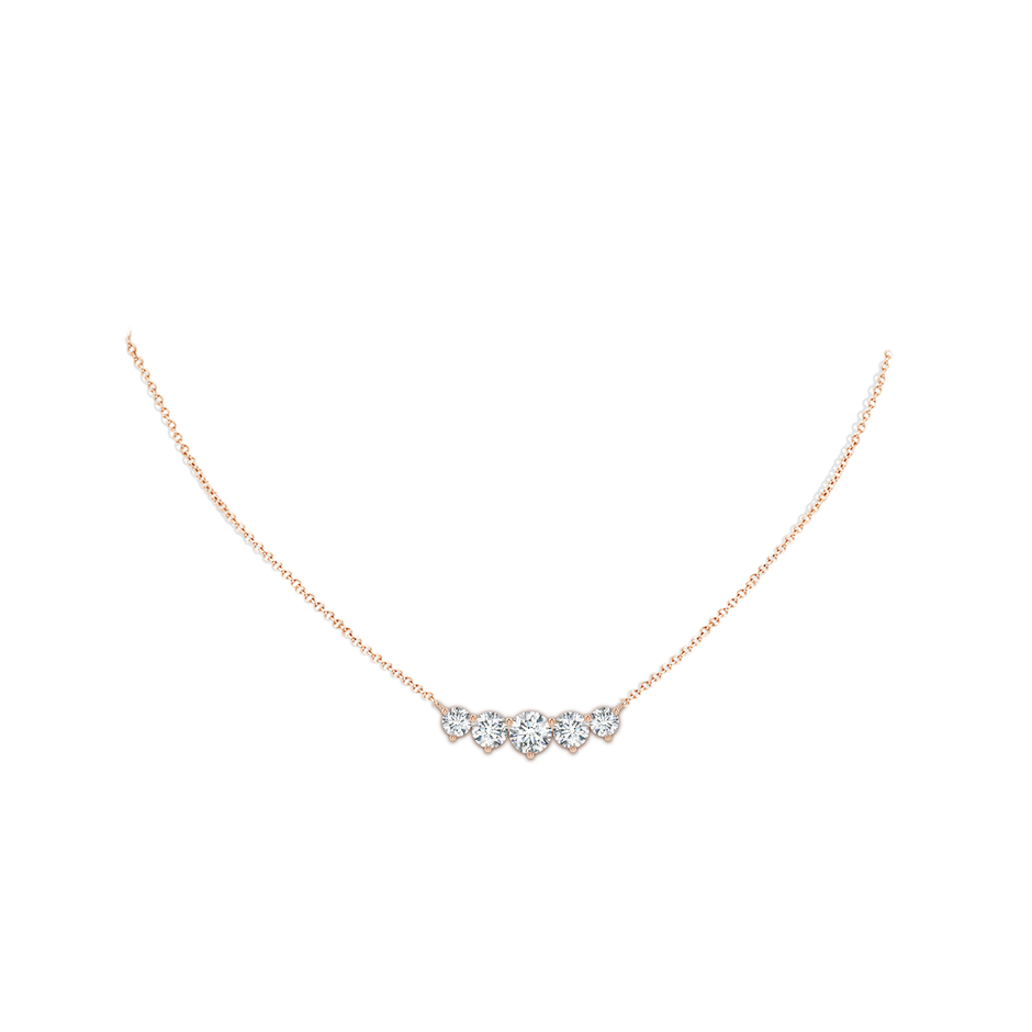 6.4mm FGVS Graduated Five Stone Round Lab-Grown Diamond Necklace in Rose Gold pen