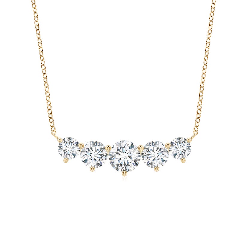 Graduated Five Stone Round Lab-Grown Diamond Necklace