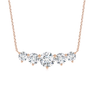 8mm FGVS Graduated Five Stone Round Lab-Grown Diamond Necklace in 18K Rose Gold