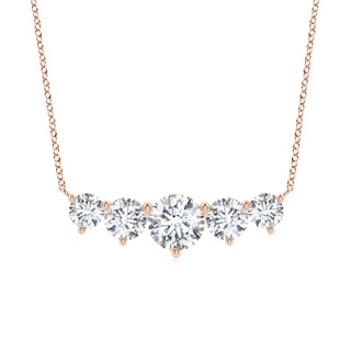 8mm FGVS Graduated Five Stone Round Lab-Grown Diamond Necklace in Rose Gold