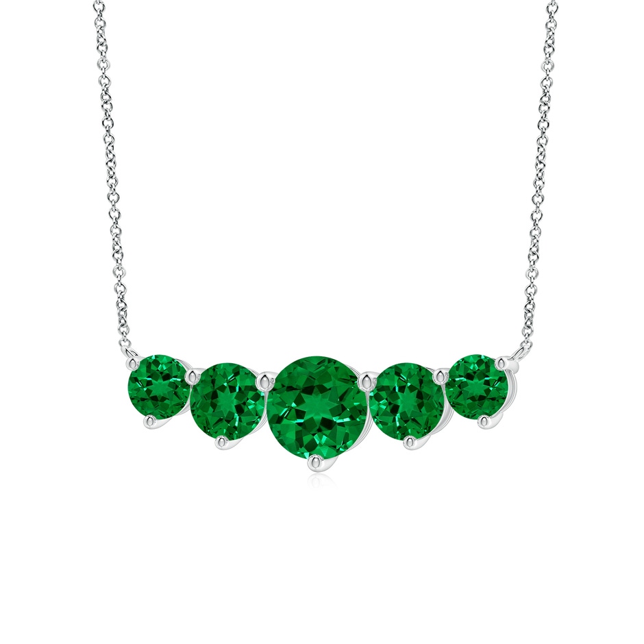 8mm Labgrown Graduated Five Stone Round Lab-Grown Emerald Necklace in White Gold Side 199