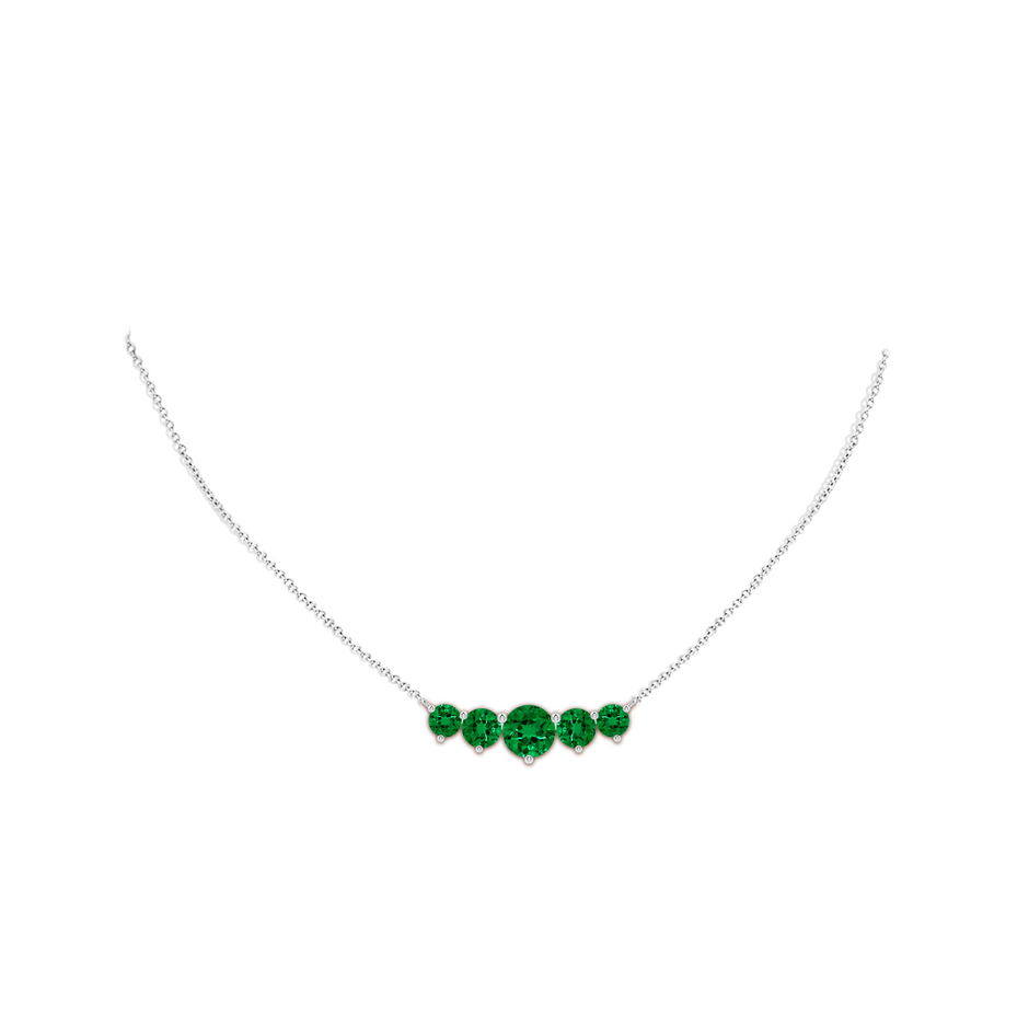 8mm Labgrown Graduated Five Stone Round Lab-Grown Emerald Necklace in White Gold pen