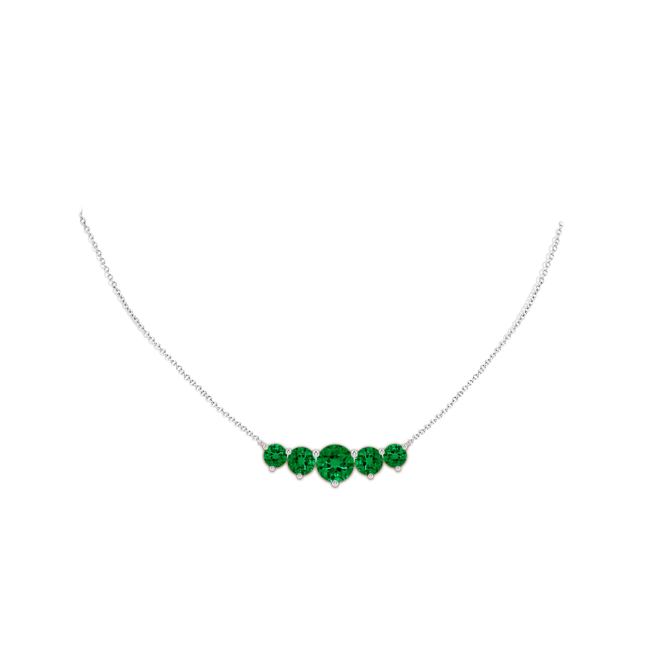 9mm Labgrown Graduated Five Stone Round Lab-Grown Emerald Necklace in White Gold pen