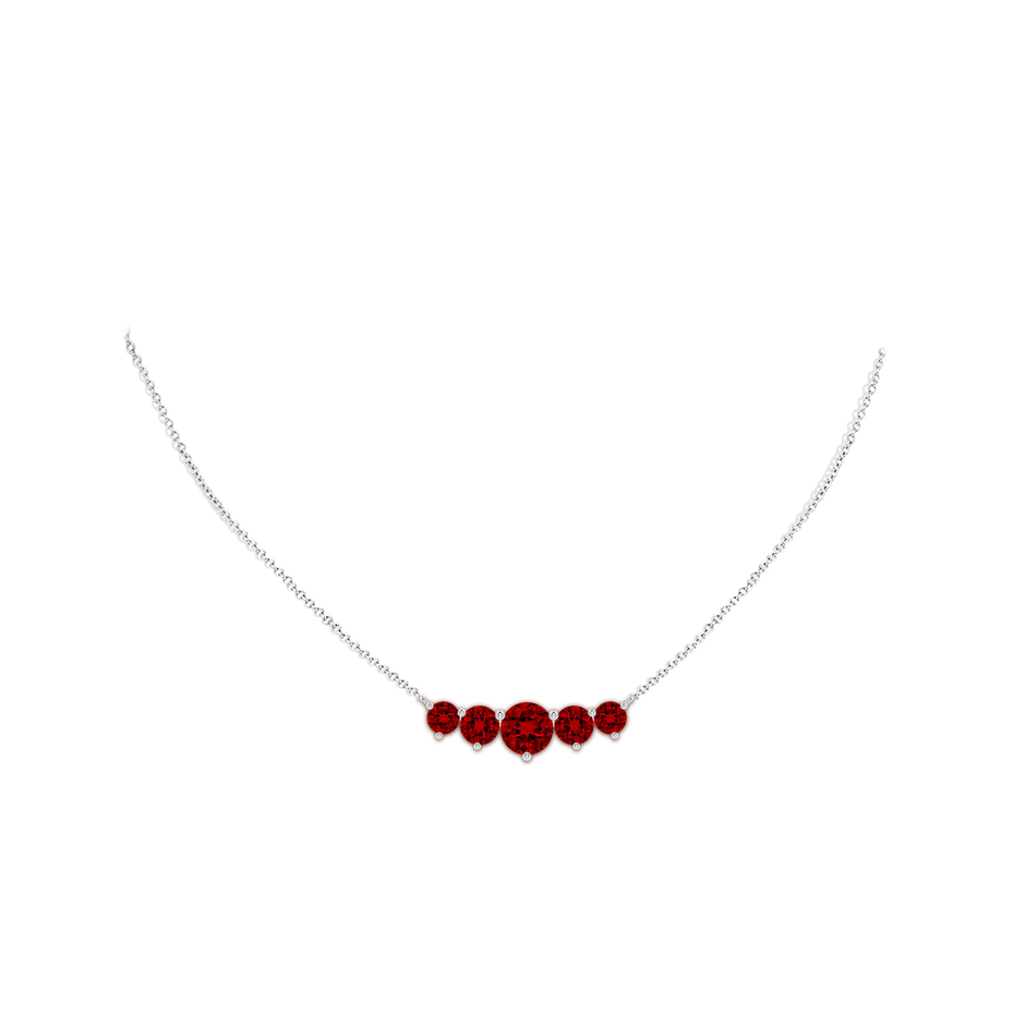 8mm Labgrown Graduated Five Stone Round Lab-Grown Ruby Necklace in 18K White Gold pen