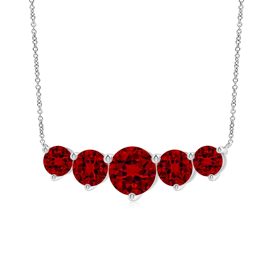 9mm Labgrown Graduated Five Stone Round Lab-Grown Ruby Necklace in White Gold Side 199