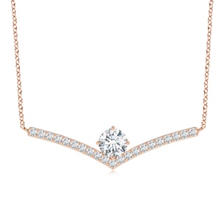 6.4mm FGVS Round Lab-Grown Diamond Chevron Necklace with Accents in 9K Rose Gold