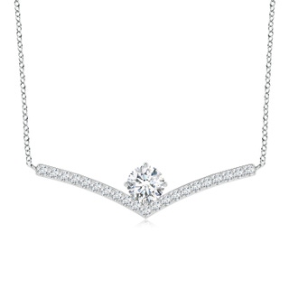 6.4mm FGVS Round Lab-Grown Diamond Chevron Necklace with Accents in P950 Platinum