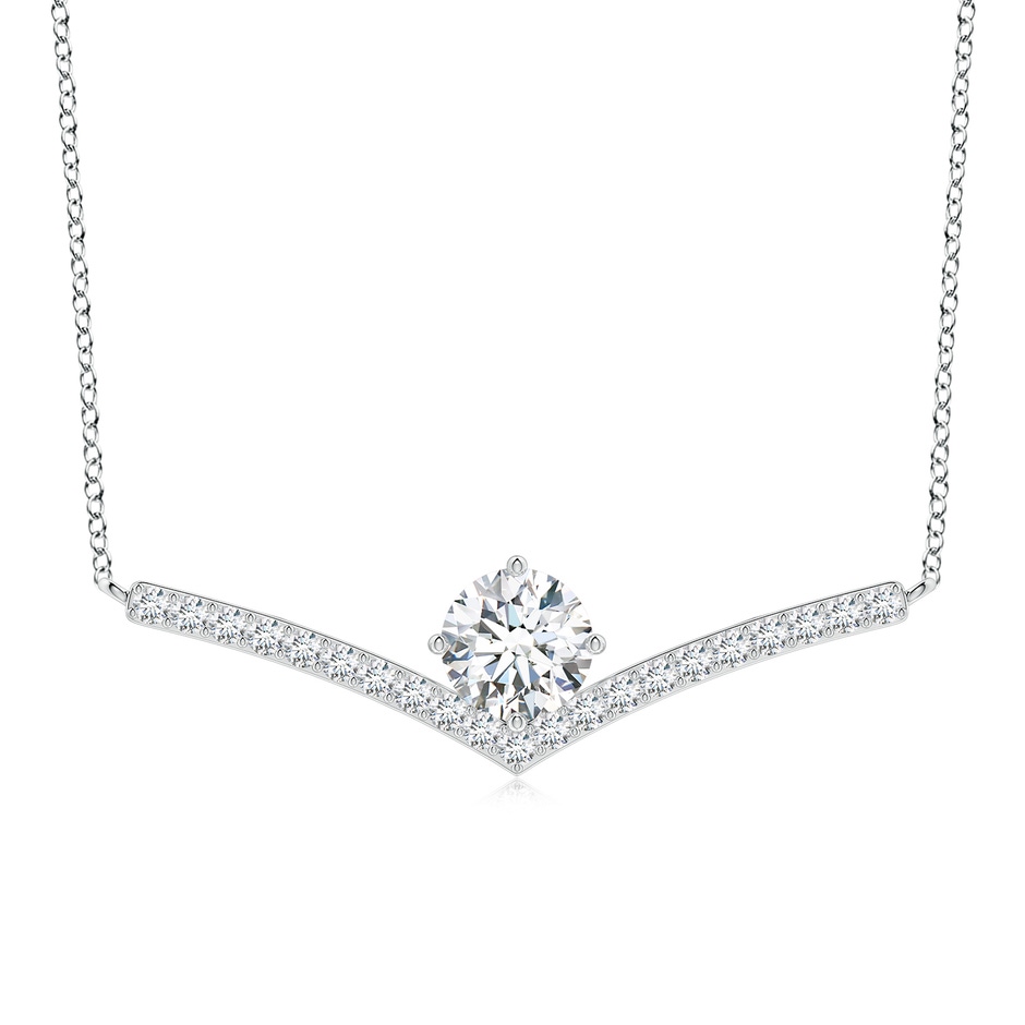 7.4mm FGVS Round Lab-Grown Diamond Chevron Necklace with Accents in White Gold 