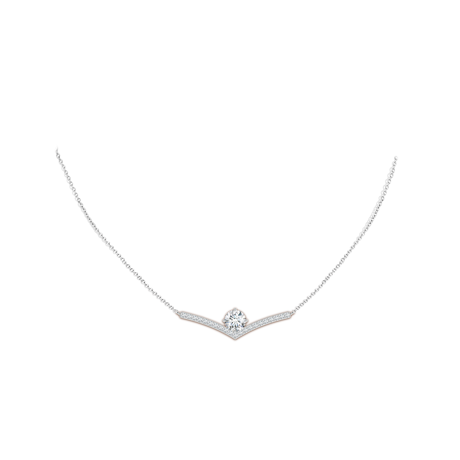 7.4mm FGVS Round Lab-Grown Diamond Chevron Necklace with Accents in White Gold pen