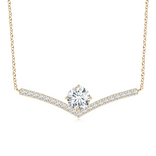 7.4mm FGVS Round Lab-Grown Diamond Chevron Necklace with Accents in Yellow Gold