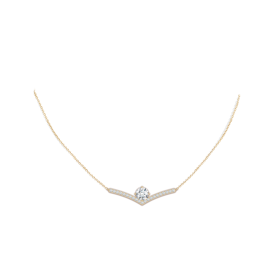 7.4mm FGVS Round Lab-Grown Diamond Chevron Necklace with Accents in Yellow Gold pen