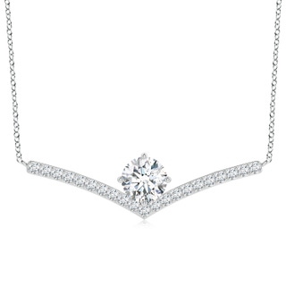 8mm FGVS Round Lab-Grown Diamond Chevron Necklace with Accents in P950 Platinum