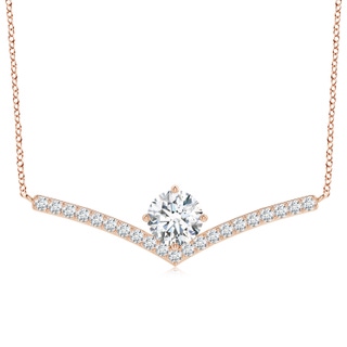 8mm FGVS Round Lab-Grown Diamond Chevron Necklace with Accents in Rose Gold