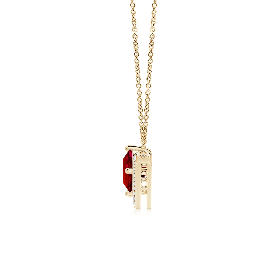 8mm Labgrown Round Lab-Grown Ruby Chevron Necklace with Diamond Accents in Yellow Gold Side 199