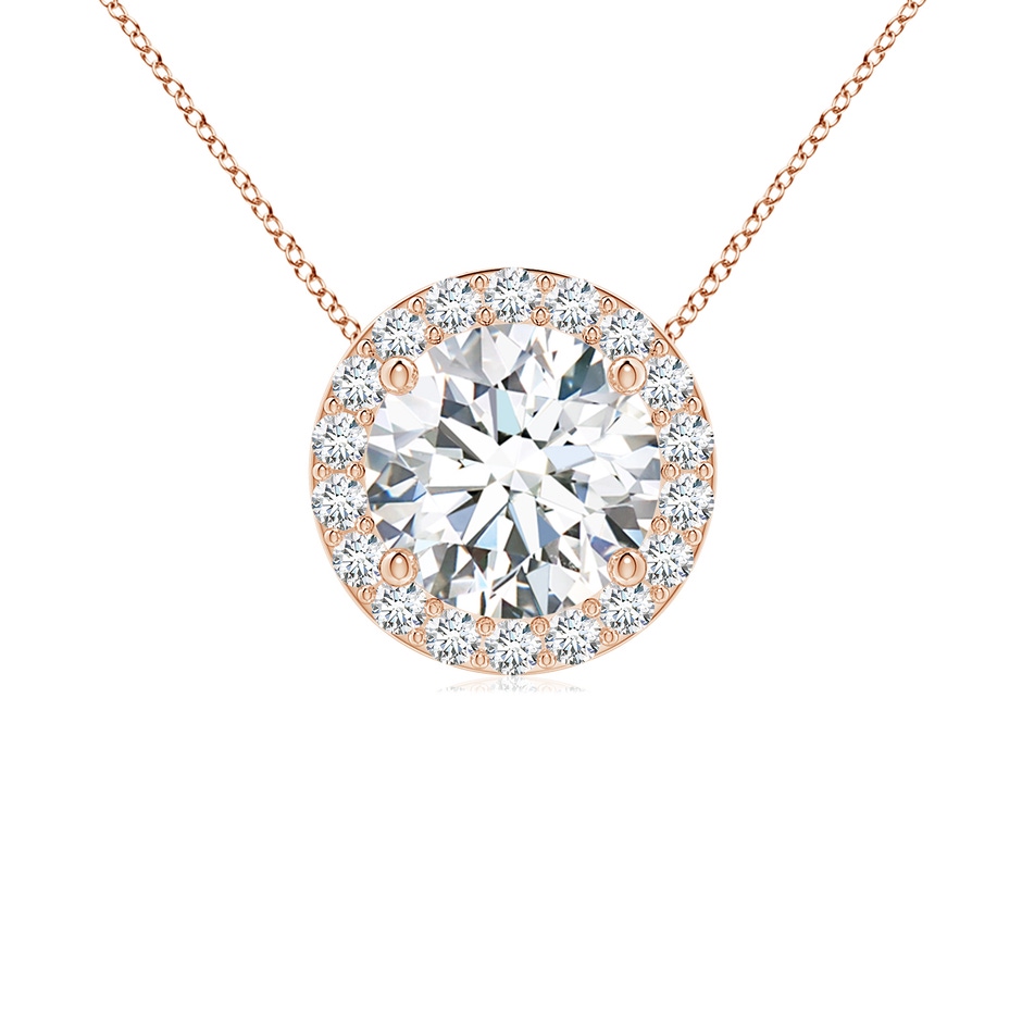 6.4mm FGVS Vintage Inspired Round Lab-Grown Diamond Halo Pendant in Rose Gold 