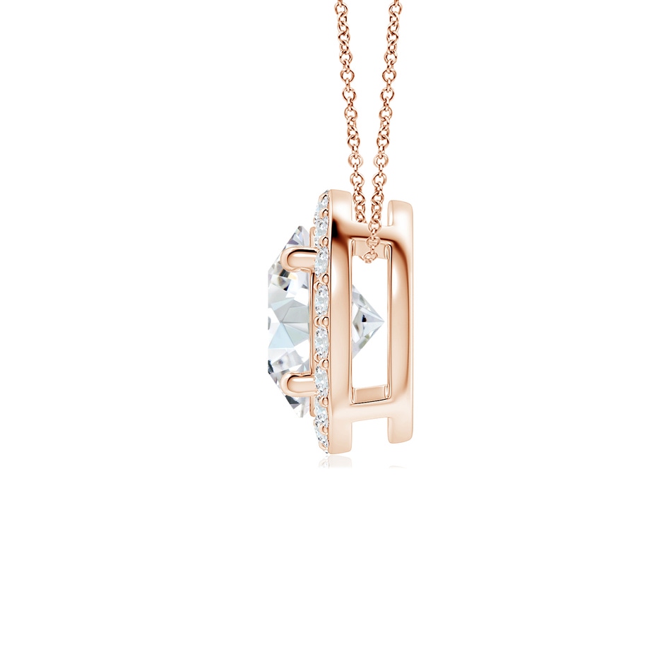 6.4mm FGVS Vintage Inspired Round Lab-Grown Diamond Halo Pendant in Rose Gold side 199