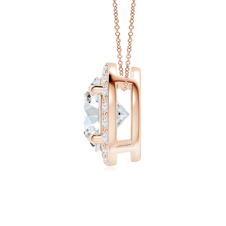 7.4mm FGVS Vintage Inspired Round Lab-Grown Diamond Halo Pendant in Rose Gold side 199