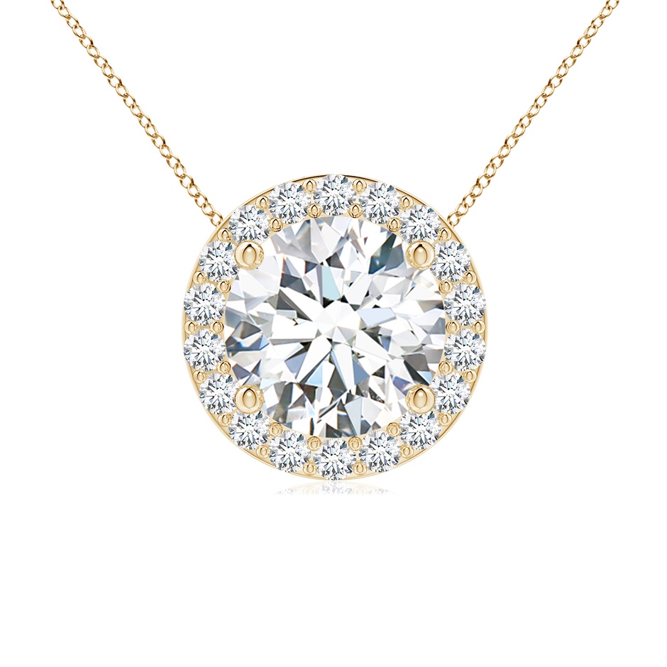 7.4mm FGVS Vintage Inspired Round Lab-Grown Diamond Halo Pendant in Yellow Gold 