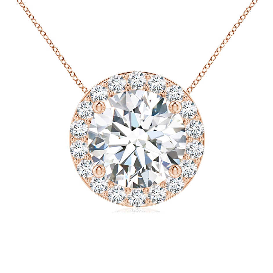 8mm FGVS Vintage Inspired Round Lab-Grown Diamond Halo Pendant in Rose Gold 