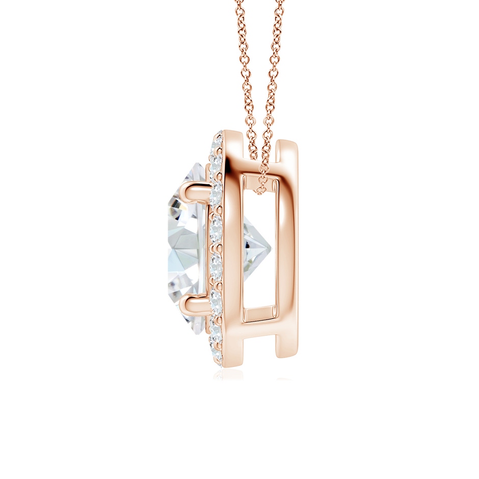 8mm FGVS Vintage Inspired Round Lab-Grown Diamond Halo Pendant in Rose Gold side 199