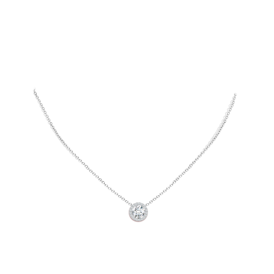8mm FGVS Vintage Inspired Round Lab-Grown Diamond Halo Pendant in White Gold pen