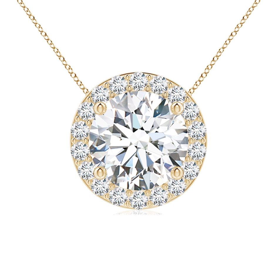 8mm FGVS Vintage Inspired Round Lab-Grown Diamond Halo Pendant in Yellow Gold 