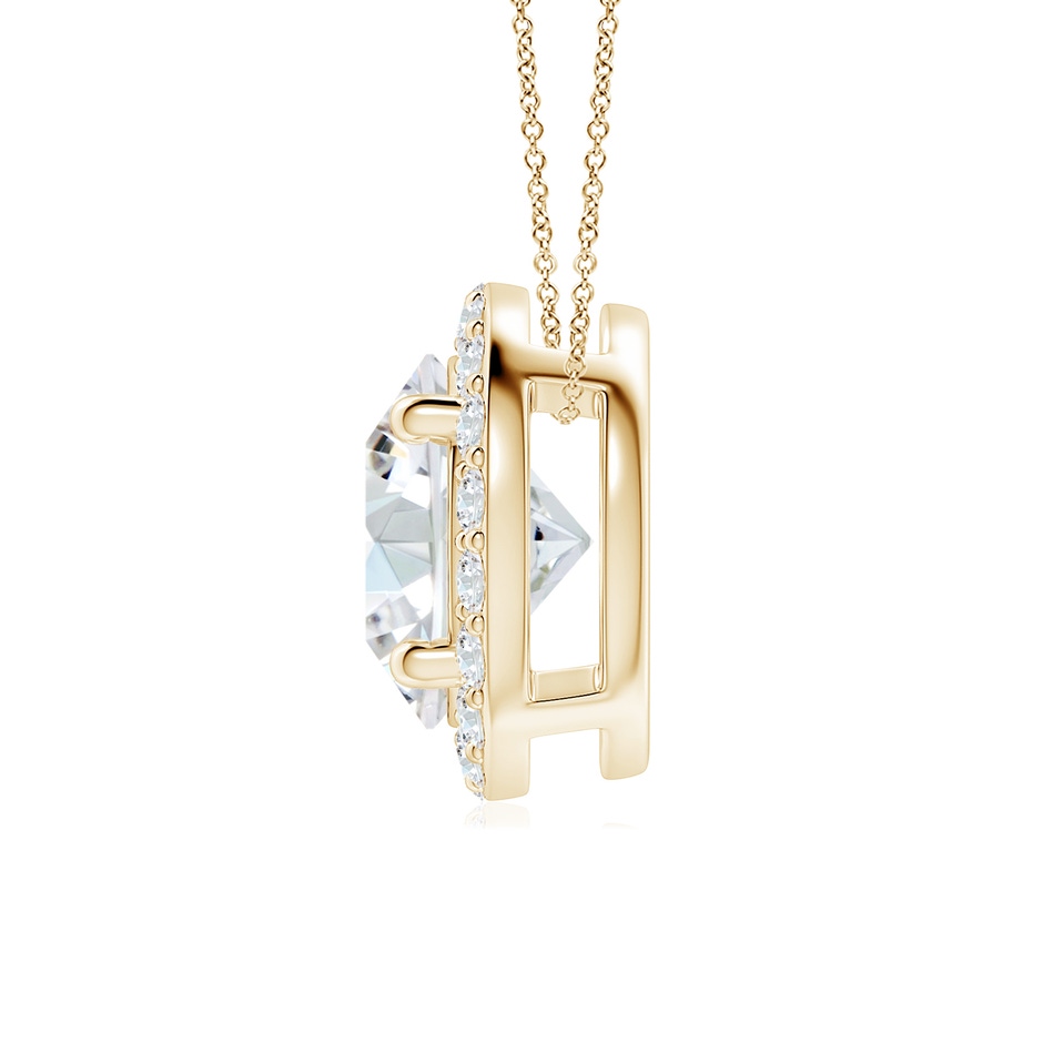 8mm FGVS Vintage Inspired Round Lab-Grown Diamond Halo Pendant in Yellow Gold side 199
