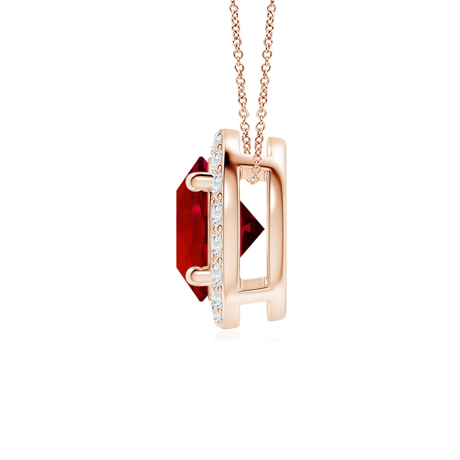 7mm Labgrown Vintage Inspired Round Lab-Grown Ruby Halo Pendant in Rose Gold side 199