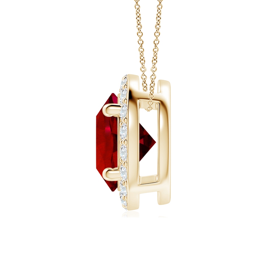 8mm Labgrown Vintage Inspired Round Lab-Grown Ruby Halo Pendant in Yellow Gold side 199