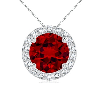 9mm Labgrown Vintage Inspired Round Lab-Grown Ruby Halo Pendant in P950 Platinum