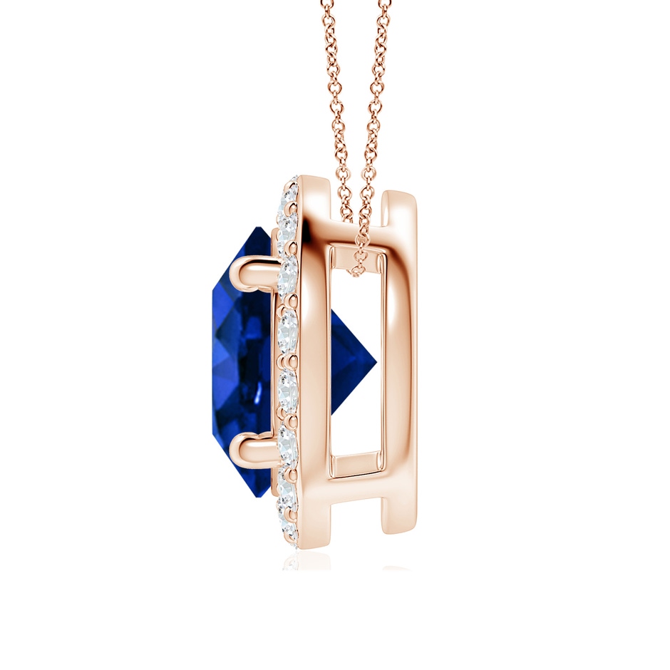 9mm Labgrown Vintage Inspired Round Lab-Grown Blue Sapphire Halo Pendant in 18K Rose Gold side 199