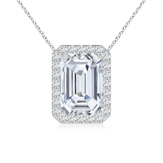 10x7mm FGVS Vintage Inspired Emerald-Cut Lab-Grown Diamond Halo Pendant in P950 Platinum