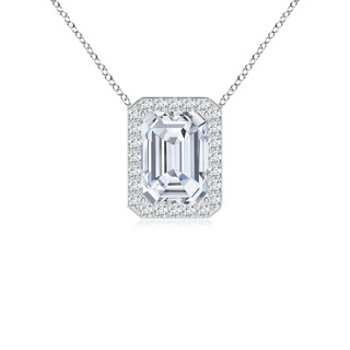 7x5mm FGVS Vintage Inspired Emerald-Cut Lab-Grown Diamond Halo Pendant in P950 Platinum