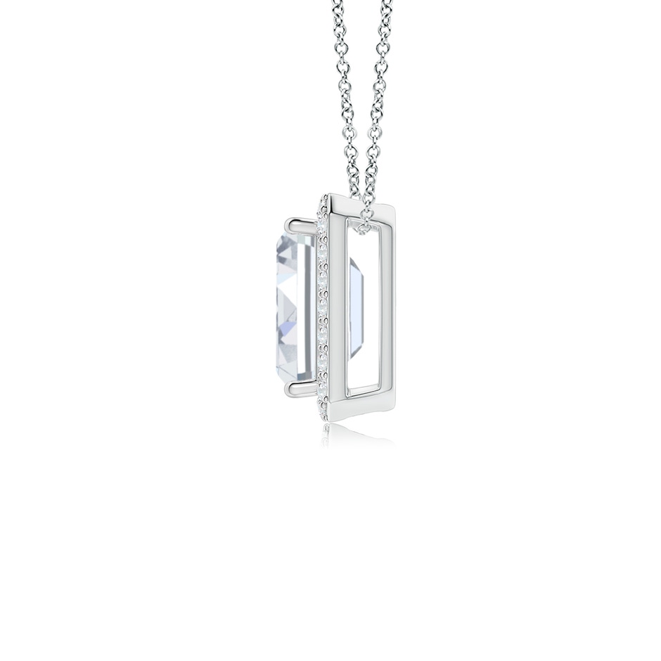 7x5mm FGVS Vintage Inspired Emerald-Cut Lab-Grown Diamond Halo Pendant in White Gold side 199