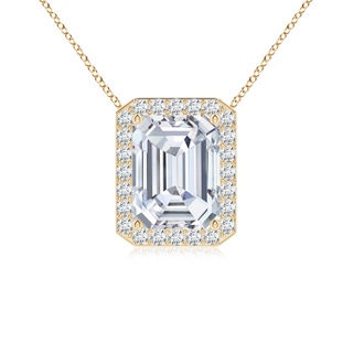 8.5x6.5mm FGVS Vintage Inspired Emerald-Cut Lab-Grown Diamond Halo Pendant in Yellow Gold