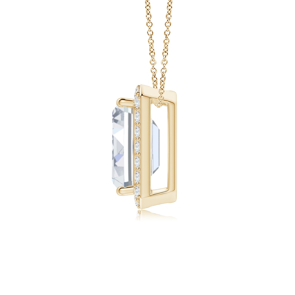 8.5x6.5mm FGVS Vintage Inspired Emerald-Cut Lab-Grown Diamond Halo Pendant in Yellow Gold Side 199