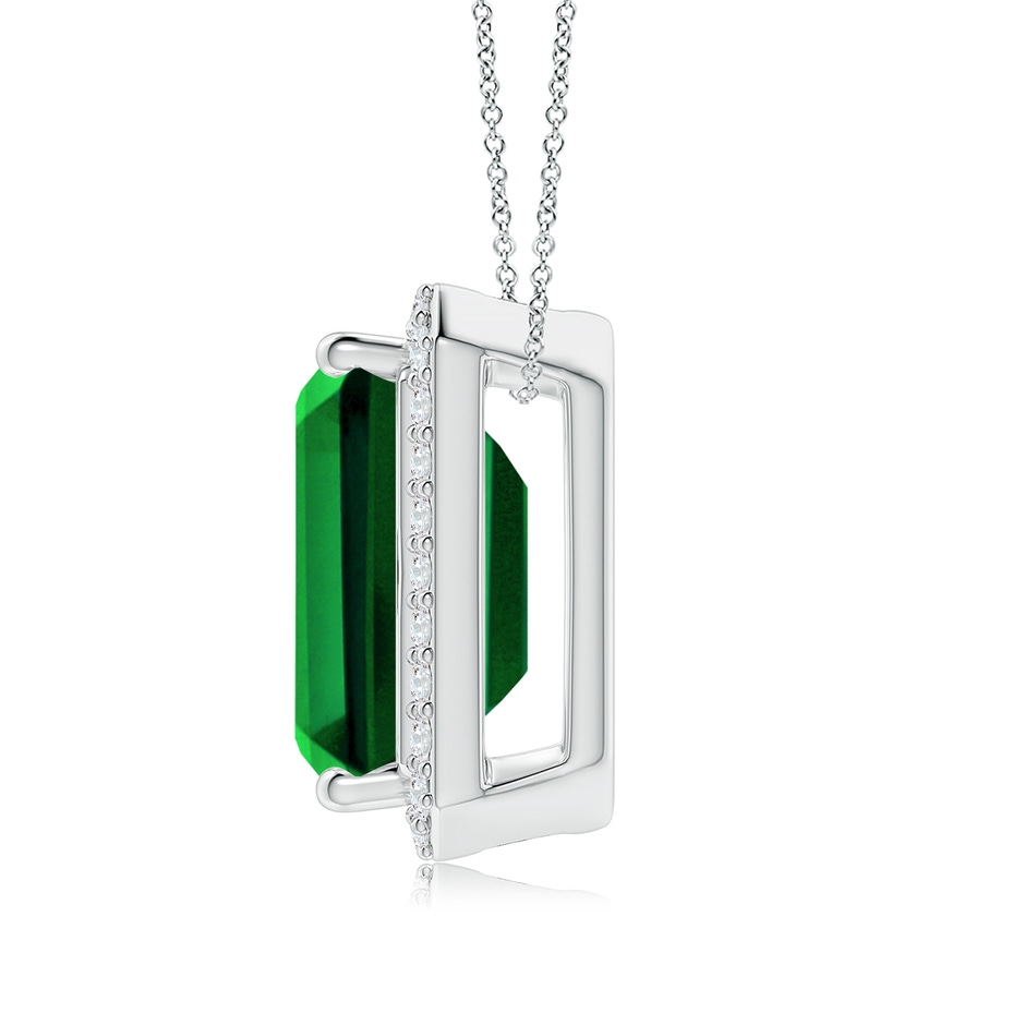 12x10mm Labgrown Vintage Inspired Emerald-Cut Lab-Grown Emerald Halo Pendant in P950 Platinum side 199