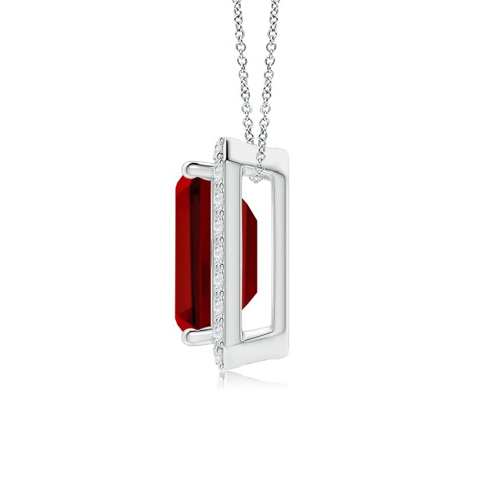 10x8mm Labgrown Vintage Inspired Emerald-Cut Lab-Grown Ruby Halo Pendant in White Gold Side 199