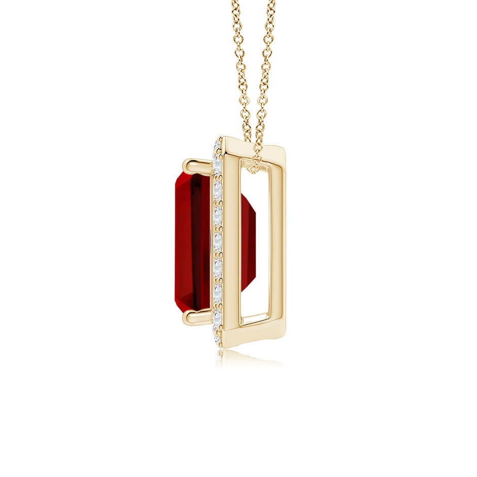 9x7mm Labgrown Vintage Inspired Emerald-Cut Lab-Grown Ruby Halo Pendant in Yellow Gold Side 199