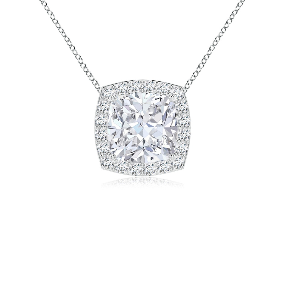 5.5mm FGVS Vintage Inspired Cushion Lab-Grown Diamond Halo Pendant in White Gold 