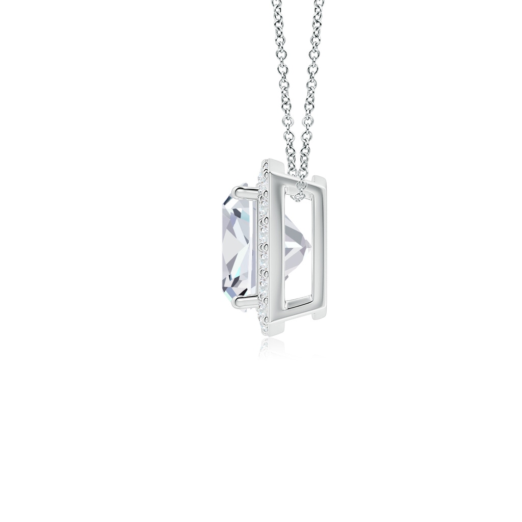 5.5mm FGVS Vintage Inspired Cushion Lab-Grown Diamond Halo Pendant in White Gold - side 199