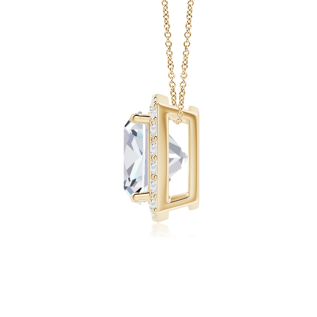 6.5mm FGVS Vintage Inspired Cushion Lab-Grown Diamond Halo Pendant in Yellow Gold Side 199