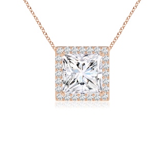 5.5mm FGVS Vintage Inspired Princess-Cut Lab-Grown Diamond Halo Pendant in 9K Rose Gold