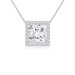 5.5mm FGVS Vintage Inspired Princess-Cut Lab-Grown Diamond Halo Pendant in White Gold