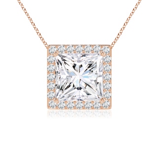 6.8mm FGVS Vintage Inspired Princess-Cut Lab-Grown Diamond Halo Pendant in 18K Rose Gold