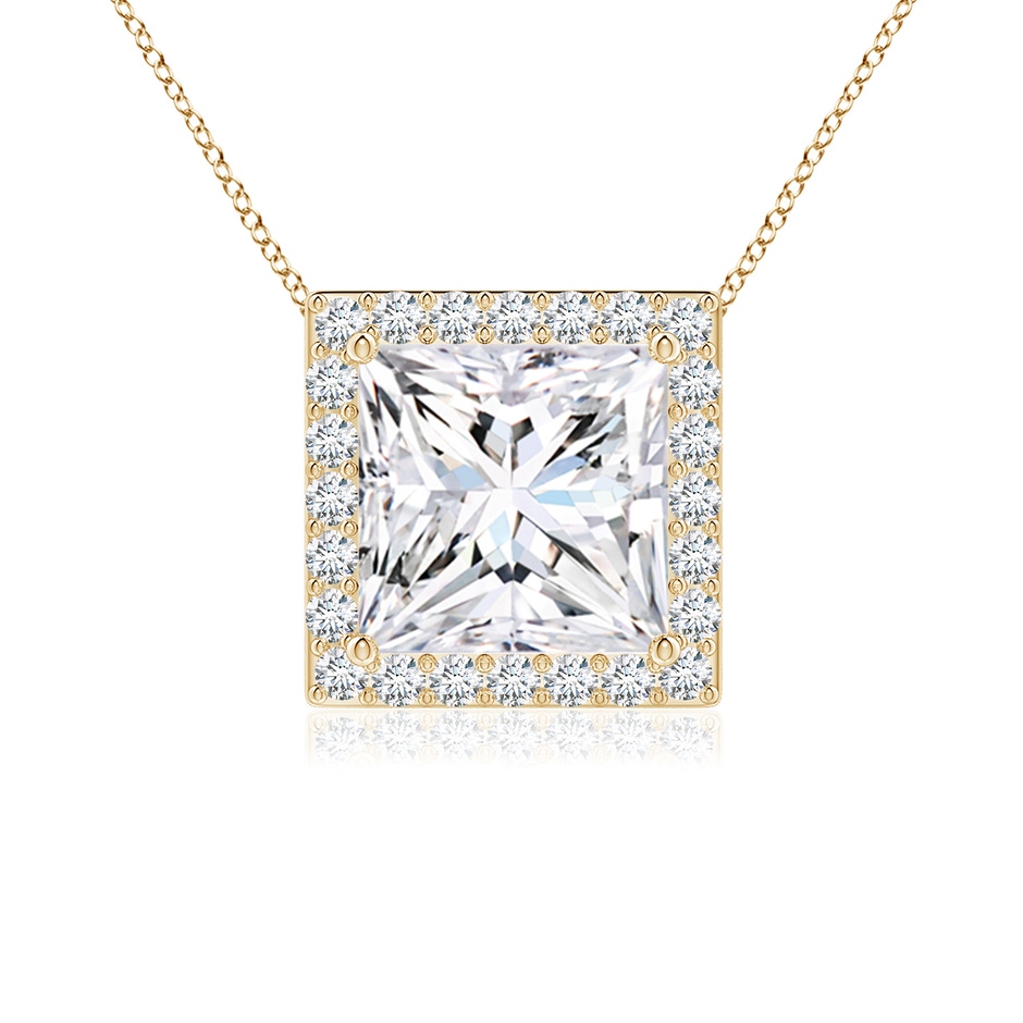 6.8mm FGVS Vintage Inspired Princess-Cut Lab-Grown Diamond Halo Pendant in Yellow Gold 