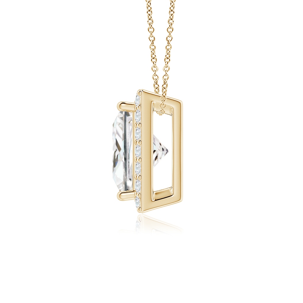 6.8mm FGVS Vintage Inspired Princess-Cut Lab-Grown Diamond Halo Pendant in Yellow Gold Side 199