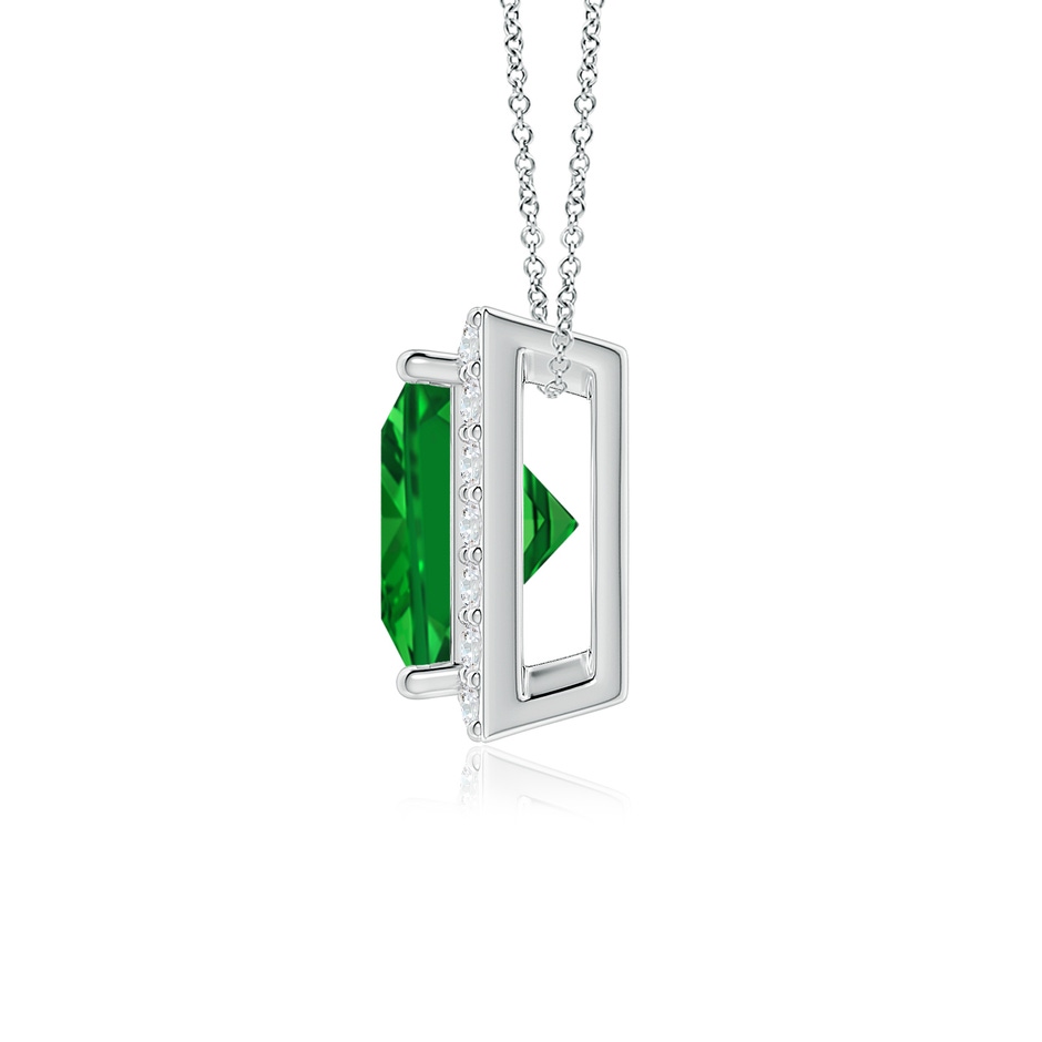 7mm Labgrown Vintage Inspired Square Lab-Grown Emerald Halo Pendant in White Gold side 199